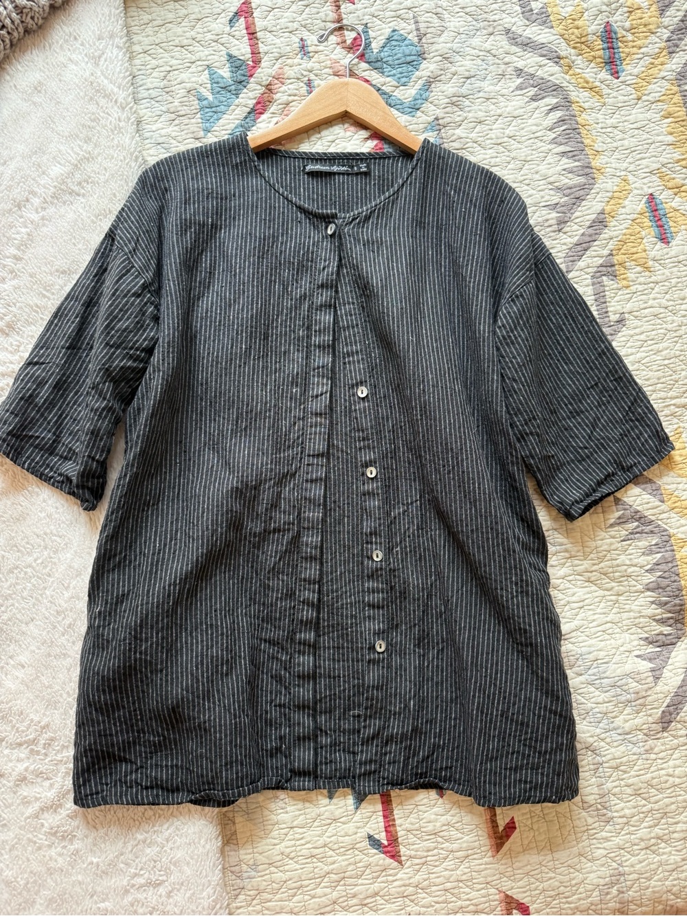 Gudrun Sjoden Black Pinstripe Lightweight Tunic/Jacket
